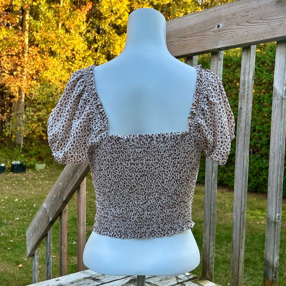 Paper crane⎪Leopard Ruched Crop top - Picture 3 of 7